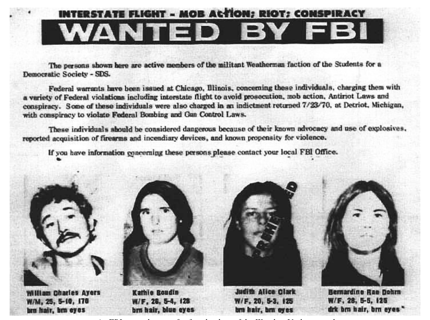 Cartaz de procurados do FBI para o Weather Underground