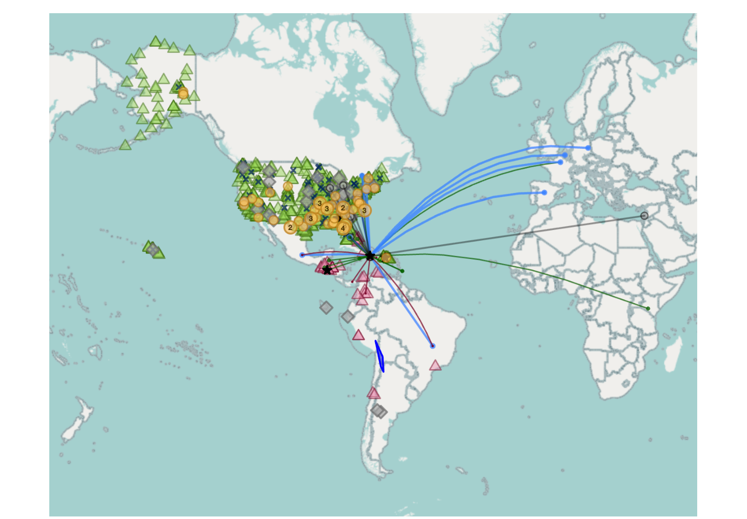 Mapa de militarização do Black Alliance for Peace